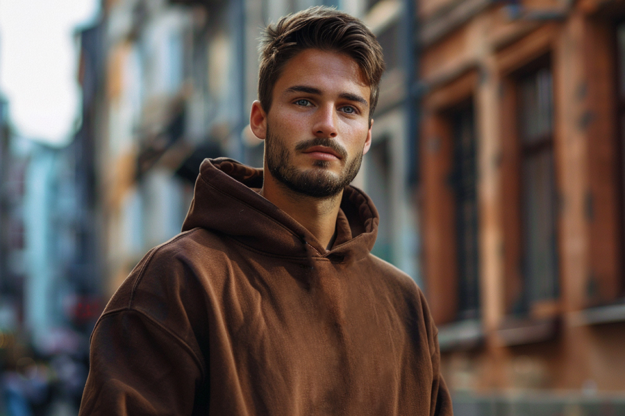 Casual Brown Hoodie for Men